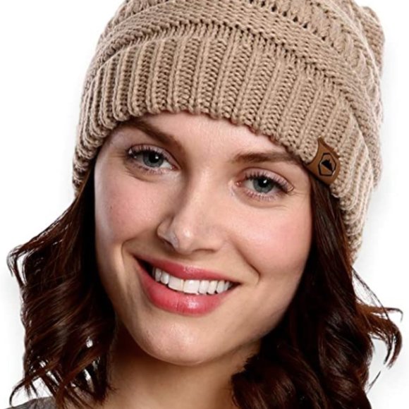 Womens Beanie Winter Hat - Warm Chunky Cable Knit Hats - Soft Stretch Thick Cute - Picture 2 of 16